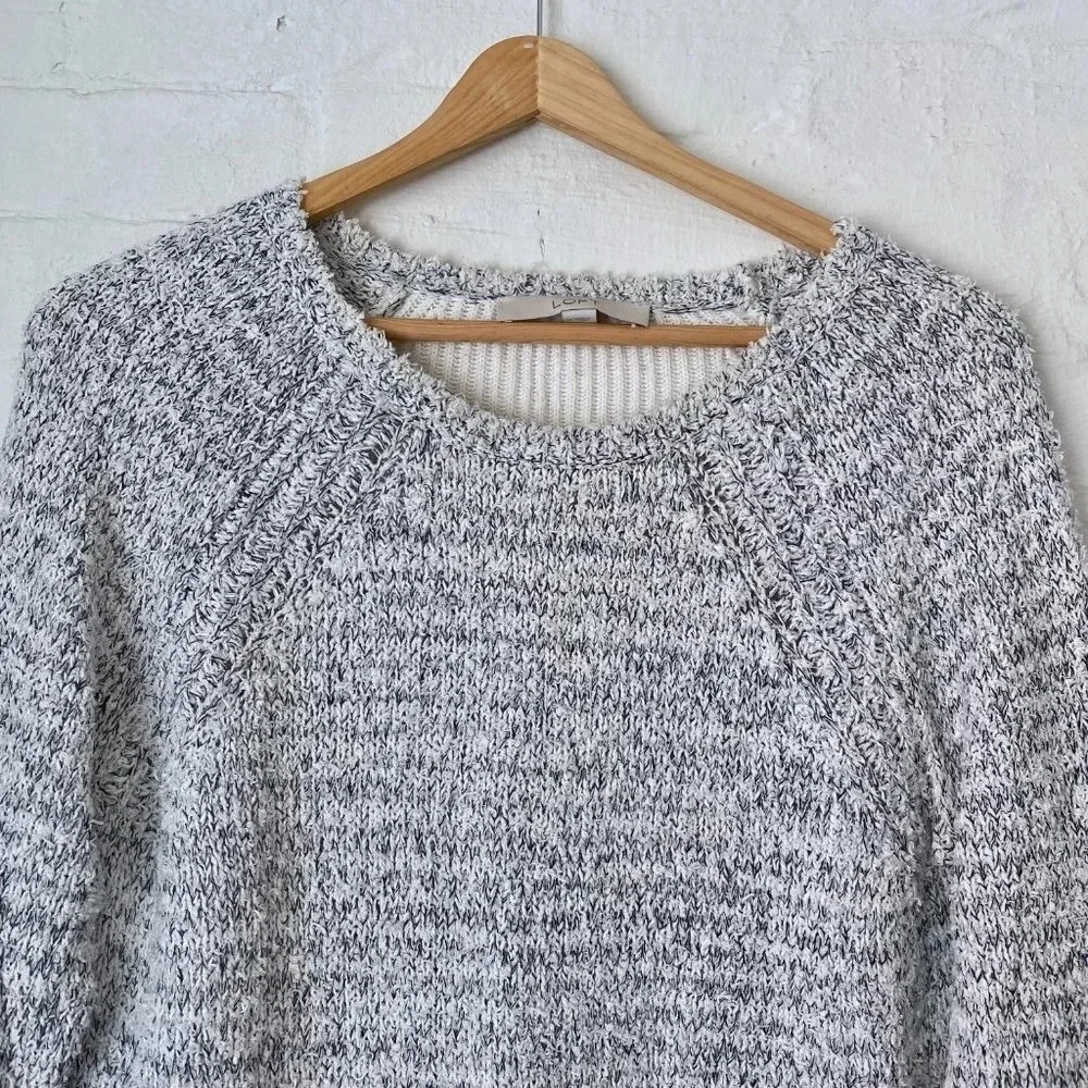 Loft Gray White Sweater Medium - Picture 2 of 3